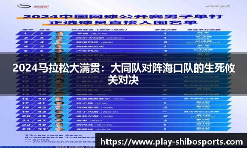 2024马拉松大满贯：大同队对阵海口队的生死攸关对决